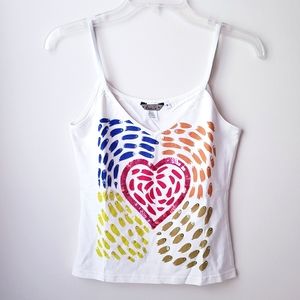 Vintage Dunia Sequins Heart Tank Top